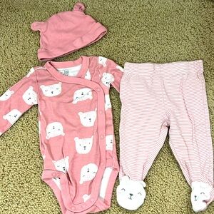3 piece 3 month baby girl bear outfit